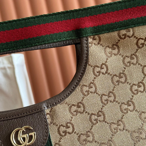 GG Giglio Detachable Clutch 35cm Beige Canvas Light Gold Hardware