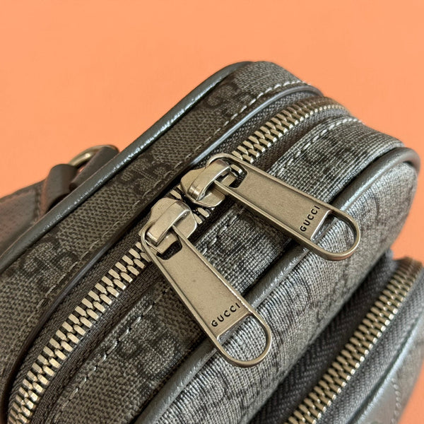 GG Ophidia GG Mini Handbag 12cm Dark Grey Supreme Canvas