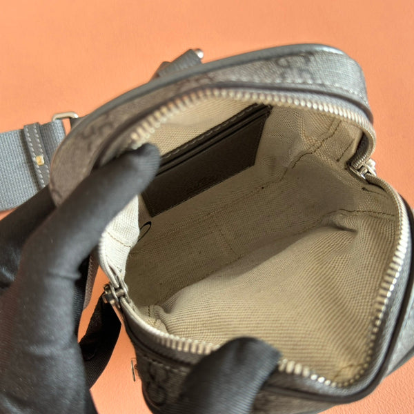 GG Ophidia GG Mini Handbag 12cm Dark Grey Supreme Canvas