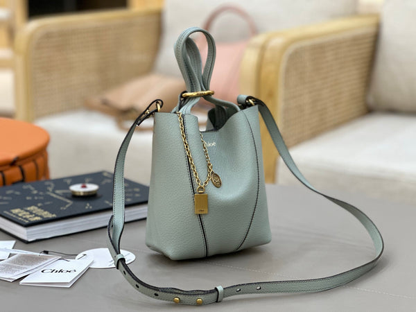 Chloe Spin Tote Bag Small 18cm Light Blue Calfskin 272311