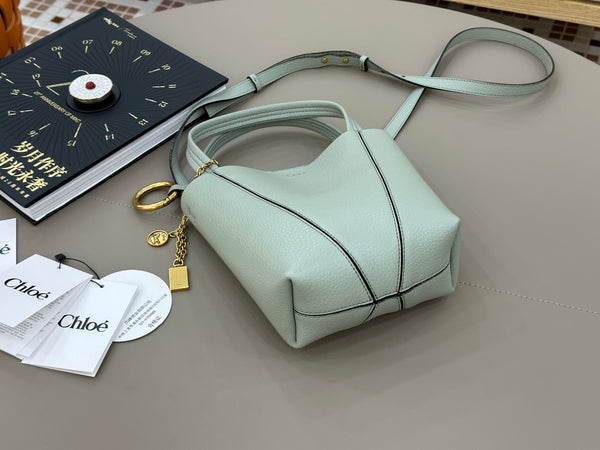 Chloe Spin Tote Bag Small 18cm Light Blue Calfskin 272311
