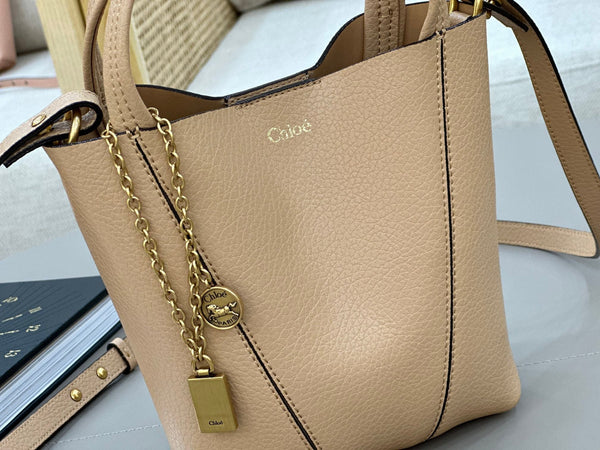 Chloe Spin Tote Bag Small 18cm Beige Calfskin 272304
