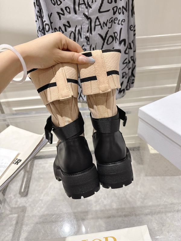 CD Short Stocking Riding Boots Nude Black Cowhide 565792