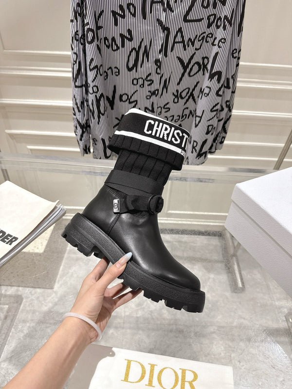 CD Short Stocking Riding Boots Black Cowhide 565789