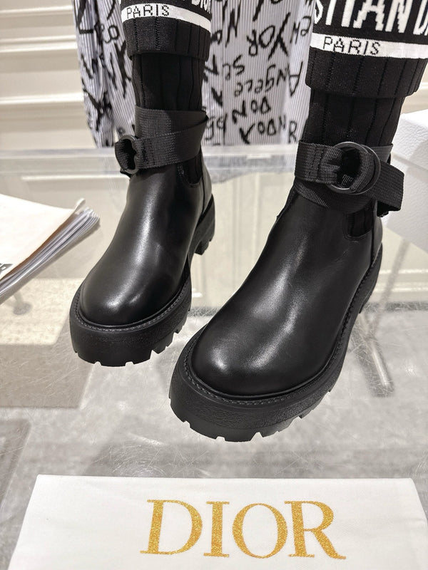 CD Short Stocking Riding Boots Black Cowhide 565789