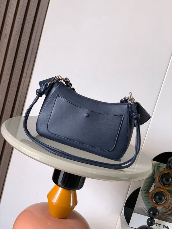 Loewe Ola Handbag Medium 26cm in Blue Silver Calfskin 274228