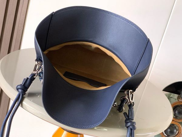 Loewe Ola Handbag Medium 26cm in Blue Silver Calfskin 274228