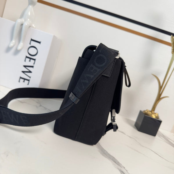 Loewe Medium Flex bag in Black mix Brown Suede/Canvas 274484