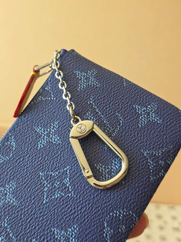 LV Key Pouch S Blue PVC Fabric with Leather 275143