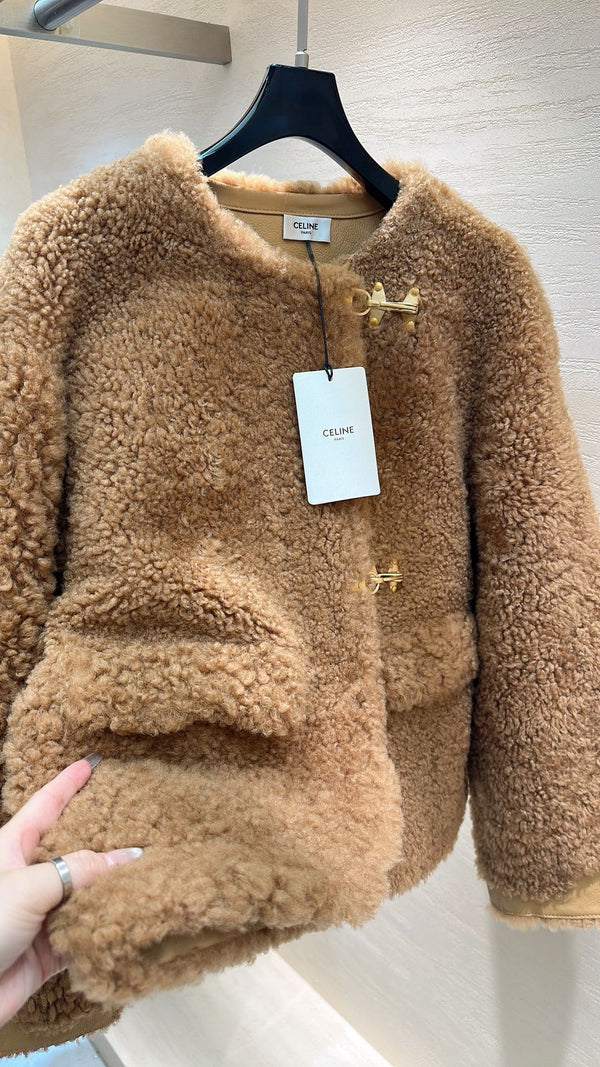 CELINE Shearling Brown Coat 333329
