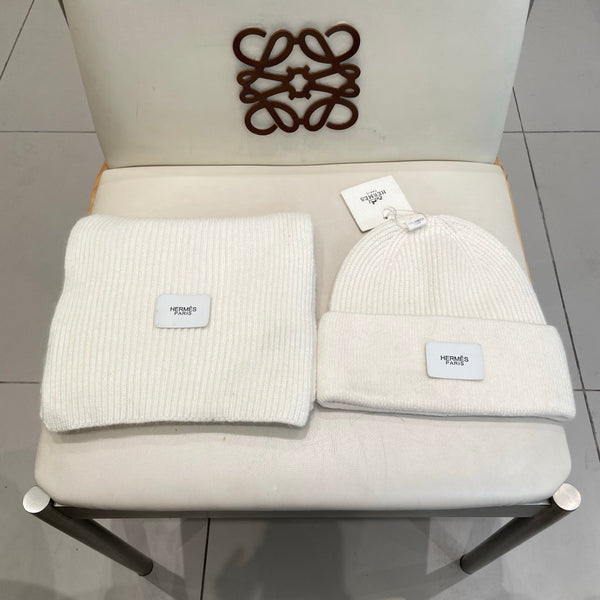 HM Classic Hat & Scalf Set White Rabbit Fur 980200