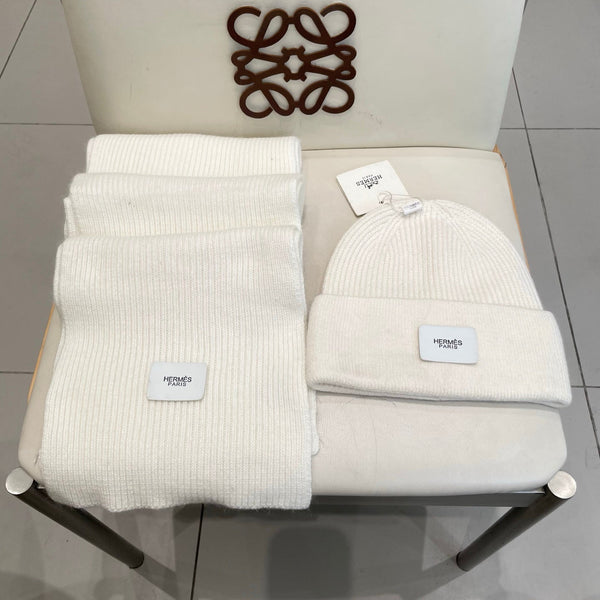 HM Classic Hat & Scalf Set White Rabbit Fur 980200