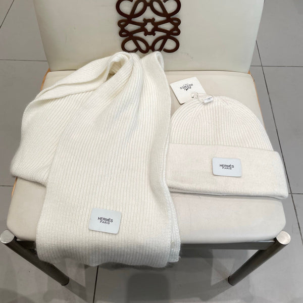 HM Classic Hat & Scalf Set White Rabbit Fur 980200