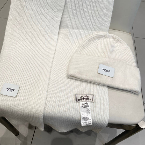 HM Classic Hat & Scalf Set White Rabbit Fur 980200
