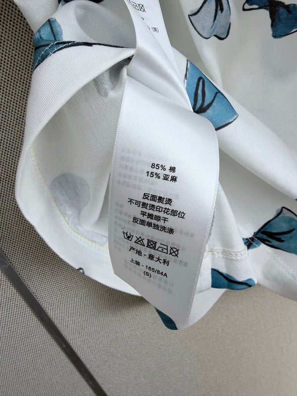 Dior 26 Bow Print Short-sleeved Crew Neck T-shirt White in Cotton 371520