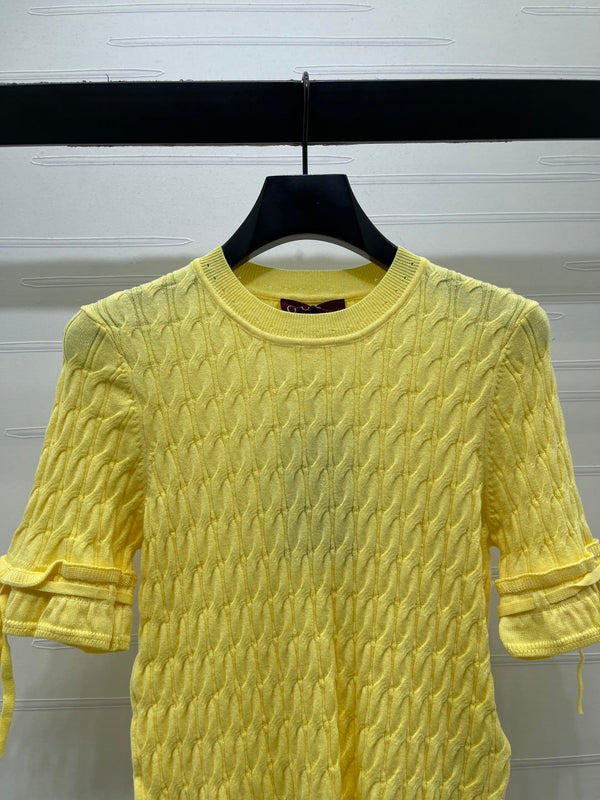 Gucci 26 Crew Neck Cable Short-Sleeve T-Shirt Yellow in Cotton 375073