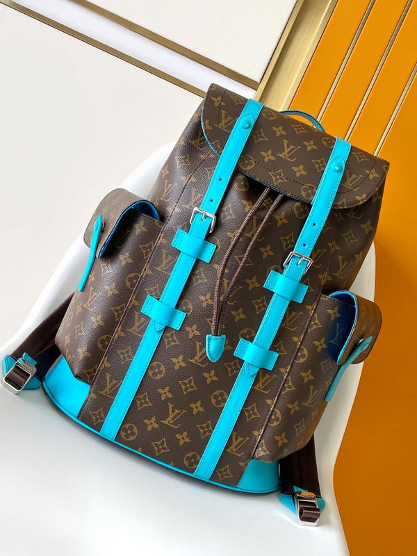 LV Christopher Backpack Brown Blue in Monogram Canvas 286768