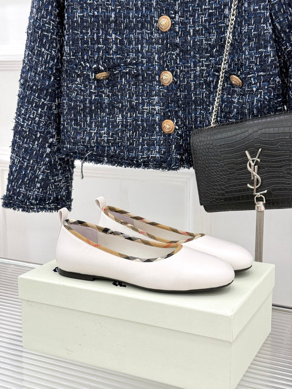 Burberry Robin Ballet Flats White Leather 956166
