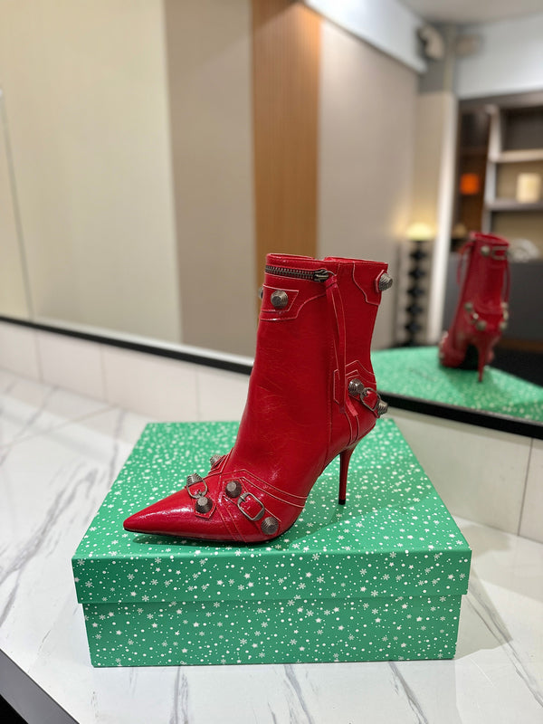BLC Cagole Mid-Calf Boots 9.5cm Red Leather 985488