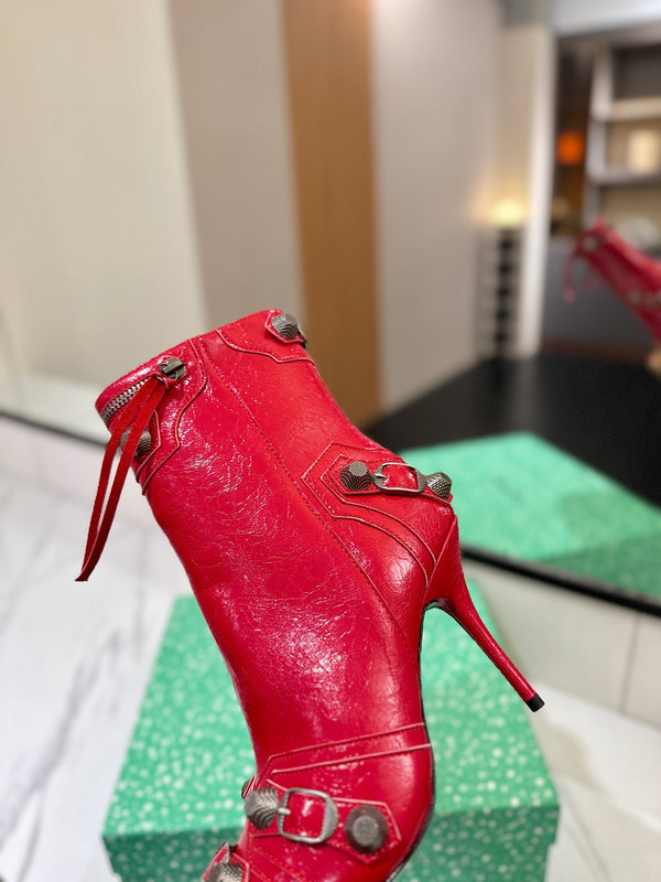 BLC Cagole Mid-Calf Boots 9.5cm Red Leather 985488