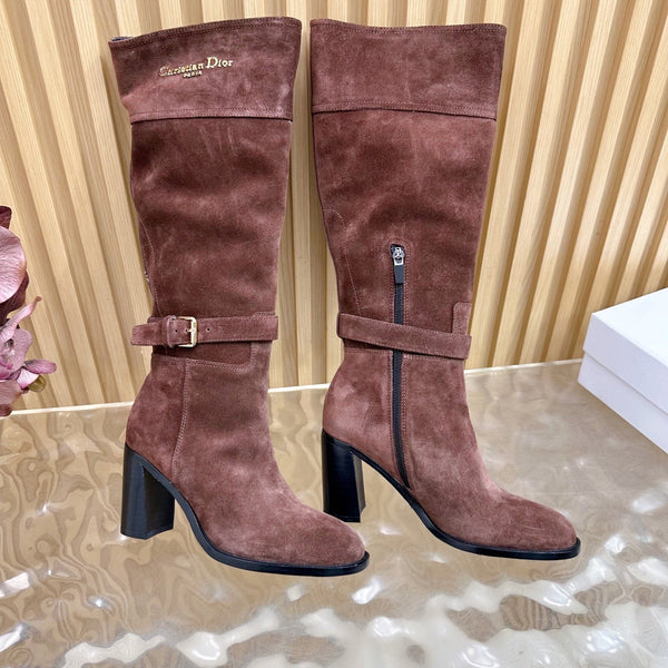 CD D-Town Heeled Knee-High Boots Chocolate Brown Suede 955999