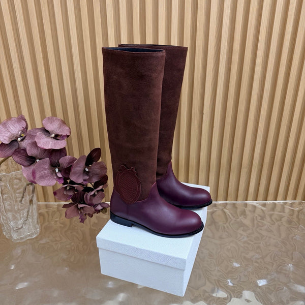 CD 26s Knee-High Boots Burgundy Suede Leather 955993
