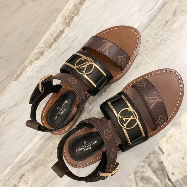 LV Academy Flat Sandal Dark Brown Cowhide