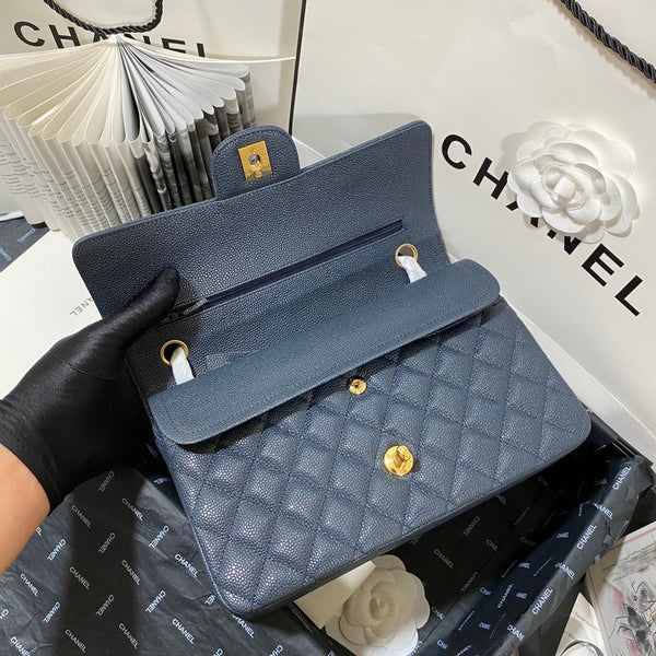 flap bag medium 25 dark blue caviar ghw