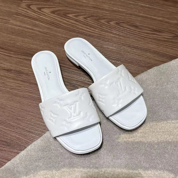 LV Neo Revival Flat Mule 15mm White Cowhide