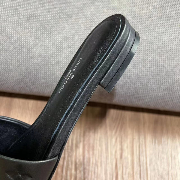 LV Neo Revival Flat Mule 15mm Black Cowhide