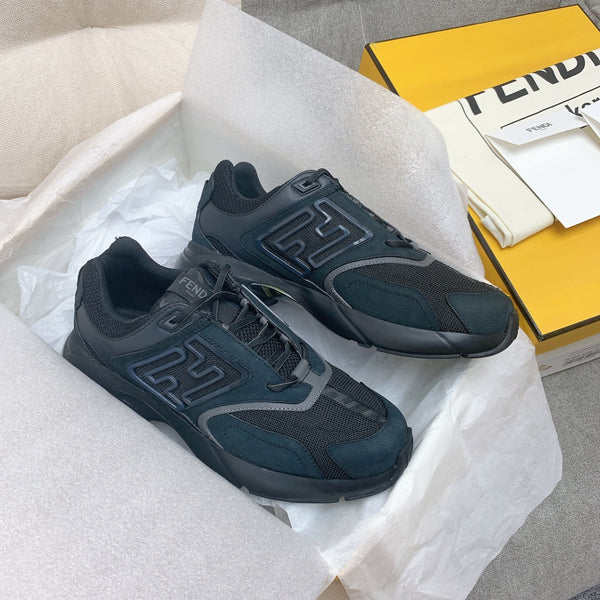 FENDI FASTER TRAINERS IN BLACK SUEDE AND BREATHABLE MESH