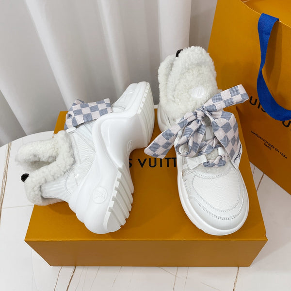 LV Archlight Sneaker White Plaid Bow Tie Lambskin