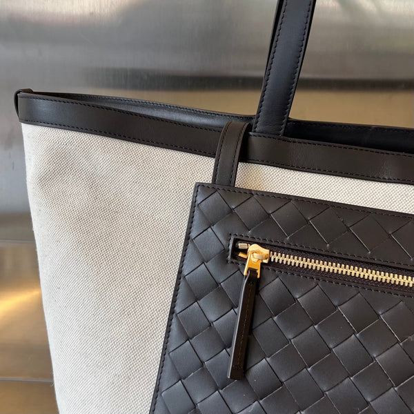 FLIP FLAP 38 IN WHITE CANVAS AND BLACK CALSKIN