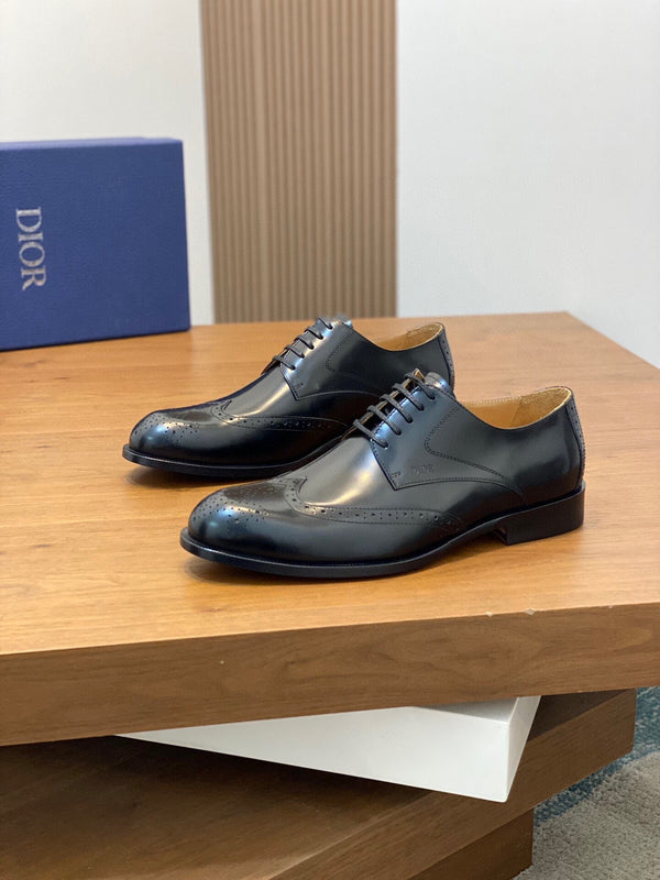 CD POINED TOE LONDON OXFORD BLACK POLISHED CALFSKIN