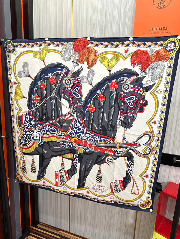 Carré Harnais De Cœur Scarf 90 CM In Colorful Silk  236222