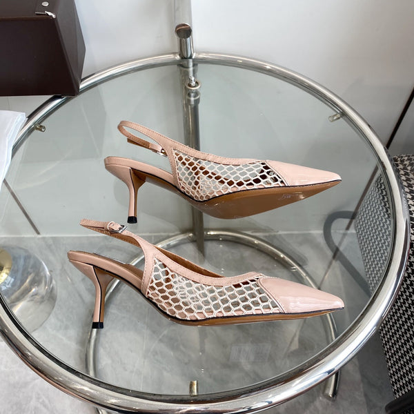 alaia slingbacks 60 fishnet pink heart lambskin