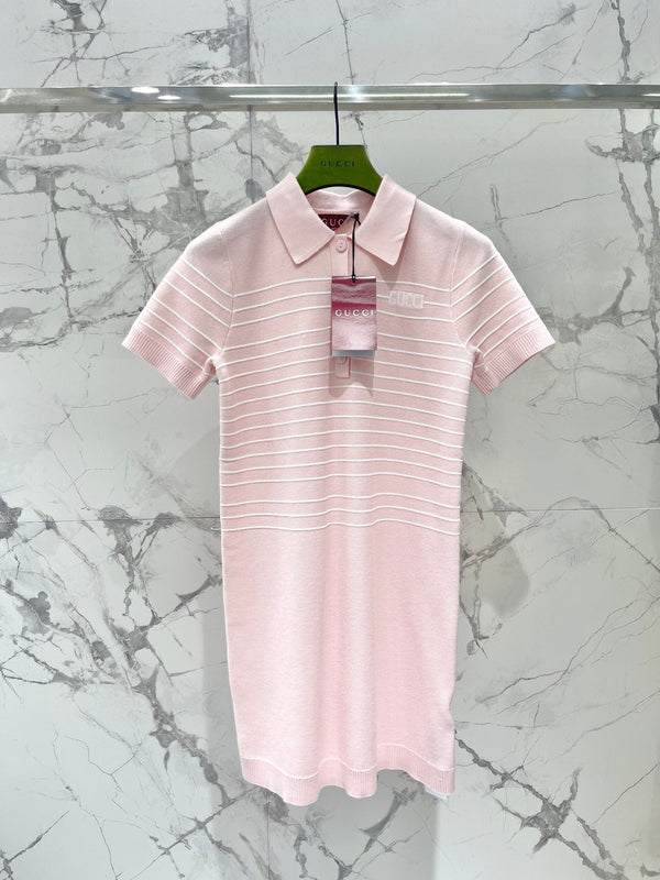 Gucci Polo Shirt Dress Pink Cotton Wool
