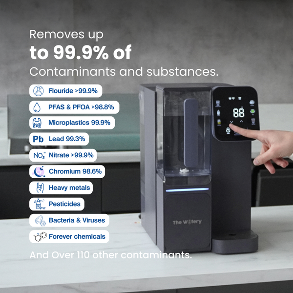 Watery PureHeat RO Dispenser – Osmosi inversa a 4 stadi + Monitoraggio della qualità dell'acqua