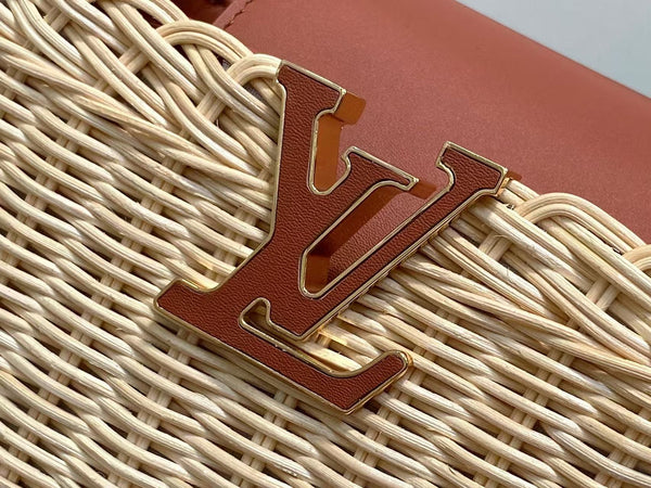 LV Capucines BB Top Handle Tan Cowhide & Rattan HW