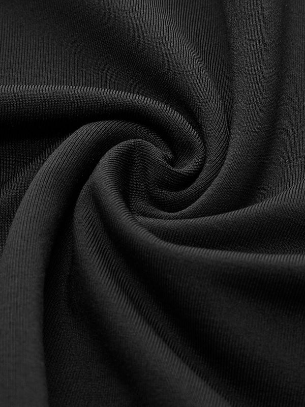 Stand-Collar Pleated Slit Jersey Dress