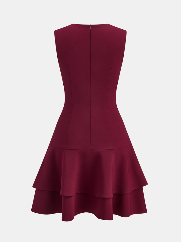 Asymmetric Ruffle Hem Sleeveless Mini Dress 352