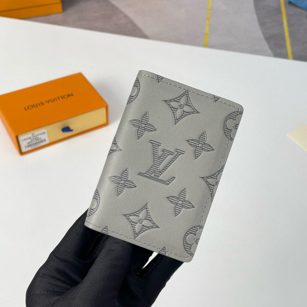 LV POCKET ORGANIZER 11 GRAY MONOGRAM SHADOW CALFSKIN