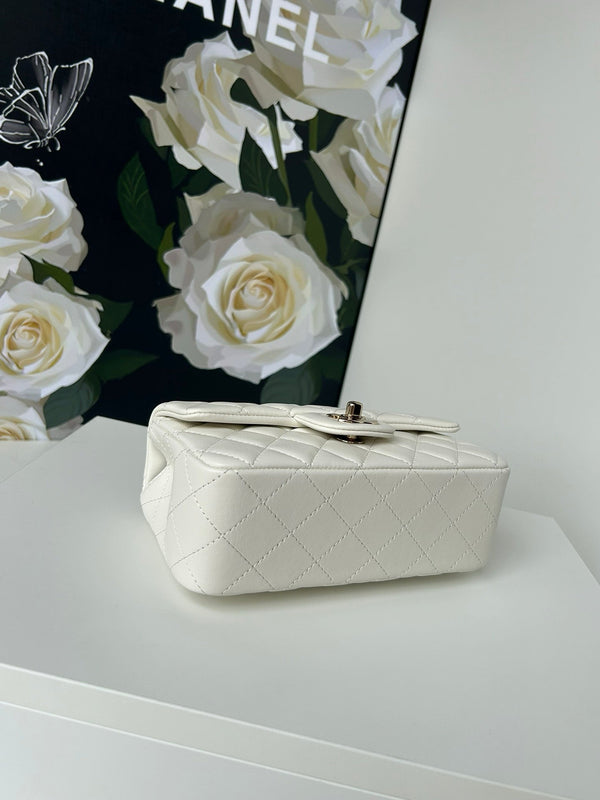 cc flap bag 20 white lambskin silver hardware