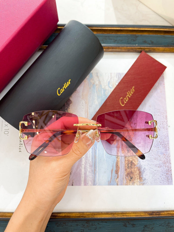 Cartier Sunglasses Rectangle Gold Frame