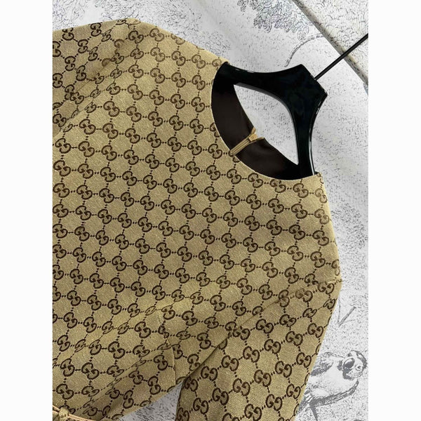 GG Canvas Dress Brown Polyester Fiber