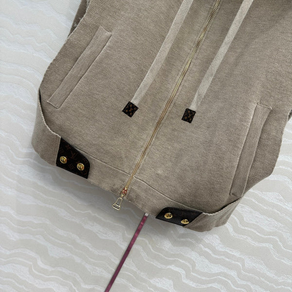 LV 25FW Double Face Open Arm Jacket Beige Wool