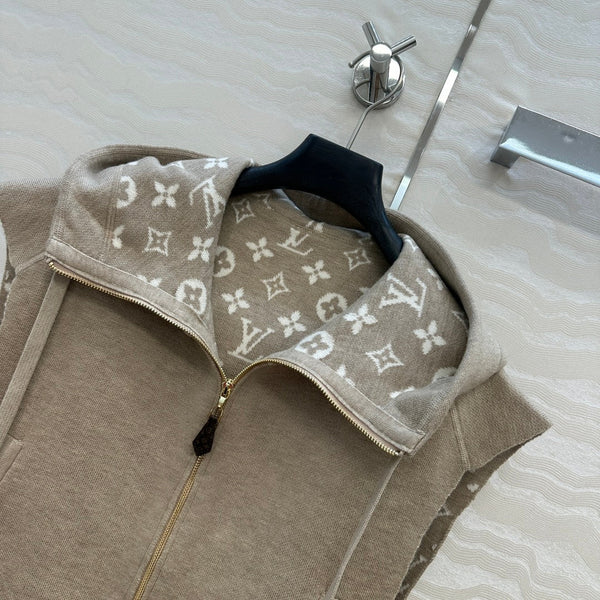 LV 25FW Double Face Open Arm Jacket Beige Wool