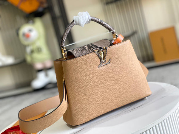 LV Capucines BB 27cm Ginger Yellow Calfskin Premium Python Leather GHW