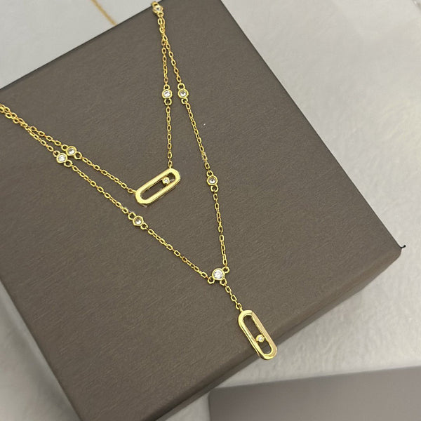MOVE UNO 2 RANGS PAVED NECKLACE