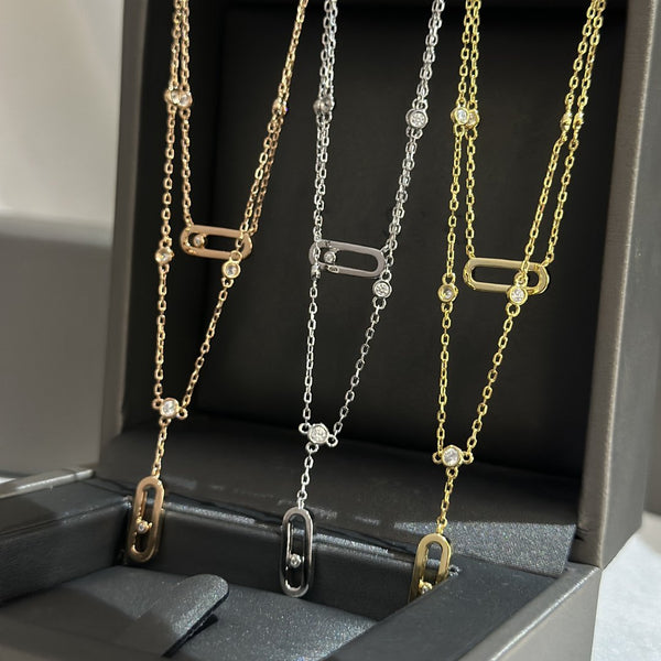 MOVE UNO 2 RANGS PAVED NECKLACE
